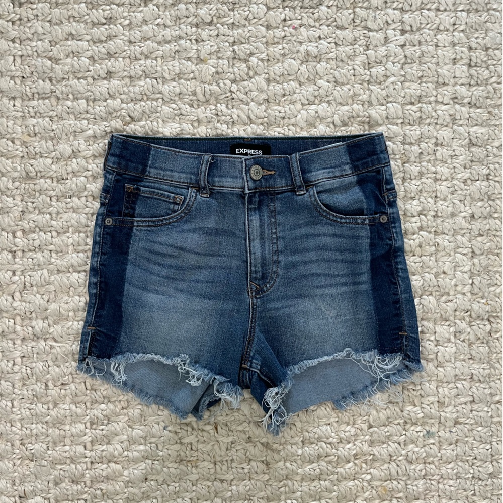 high rise denim shorts